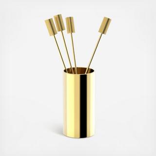 Striations Cocktail Pick with Holder, Set of 4
