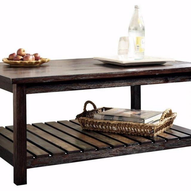 Ashley Furniture Signature Design - Mestler Coffee Table - Cocktail Height - Rectangular - Rustic Brown