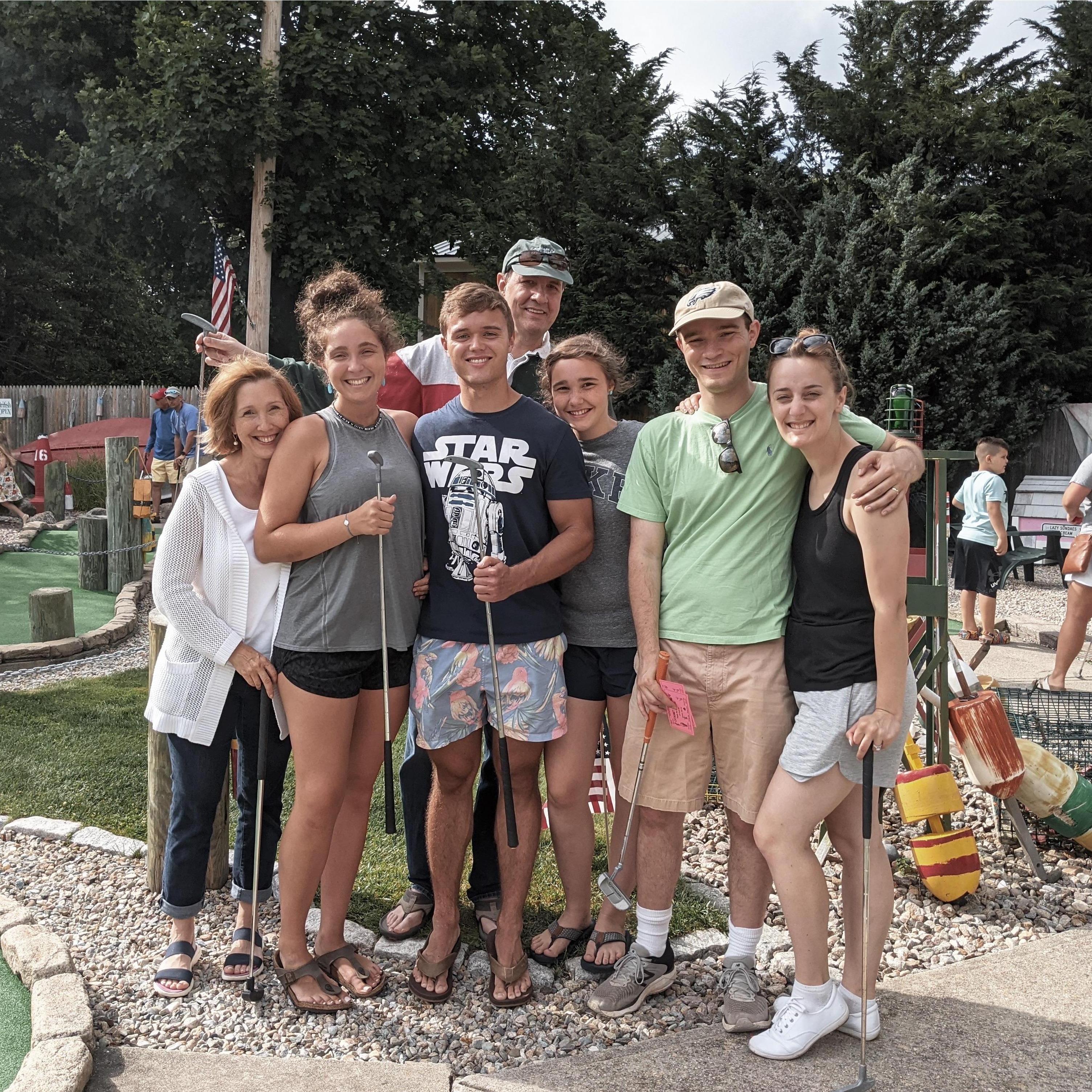 Playing mini golf with the fam after Addison and Erica get back from their honeymoon and the day Walker and Anna drive down to move to DC