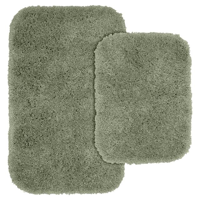 2pc Serendipity Shaggy Washable Nylon Bath Rug Set Deep Fern - Garland