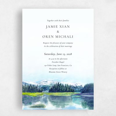 Blue Rustic Wedding Invitation - Deepcreek Winter