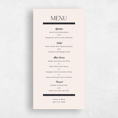 Greige, Beige Wedding Menu - Metropol