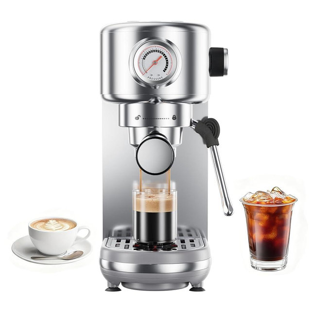 atatix Espresso Machine, 20 Bar Compact Espresso Coffee Machine with Milk Frother, Stainless Steel Coffee Maker with 44oz Removable Water Tank & Fast Heat System for Cappuccino, Latte