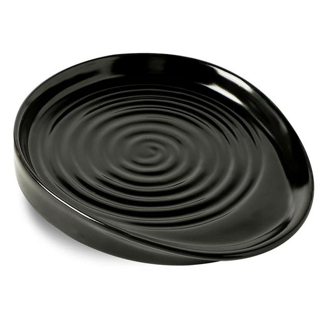 Seyatoo Ceramic Spoon Rest for Stove Top, Spoon Holder for Kitchen Counter, Farmhouse Cooking Utensil Holder for Spoons, Ladles, Spatula, Matte Black