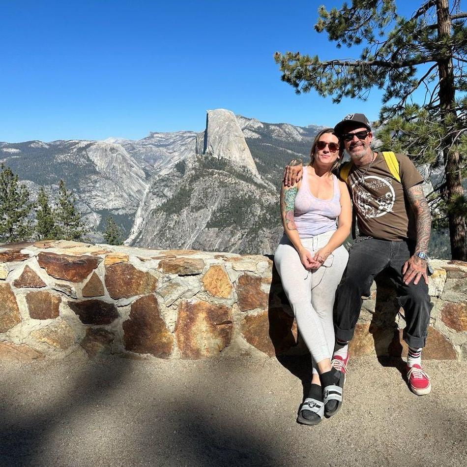 Leslie- He took us to Yosemite last September and proposed, at the top of Glacier Point with a view of Half Dome.
Doug- It was 93 degrees. She had to wear her PJ's hiking since I said to pack fancy.