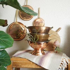Vintage Copper Colander Strainer with Brass Handles - Multiple Selections