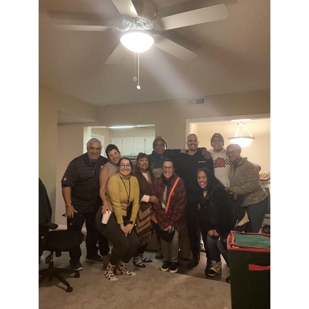 Saying farewell to our family as they wish us good luck in our new apartment in Cary, North Carolina!