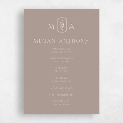 Rich Taupe, Brown Wedding Program - Eldridge