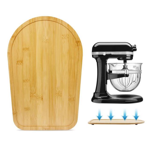 Bamboo Mixer Slider Compatible with Kitchen aid 4.5-5 Qt Stand Mixer - Kitchen Countertop Storage Mover Sliding Caddy for Kitchen aid 4.5-5 Qt, Mixer Appliance Moving Tray