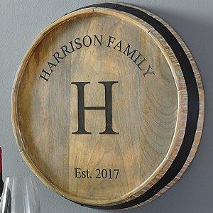 Personalized Family Name Quarter Barrel Head Sign