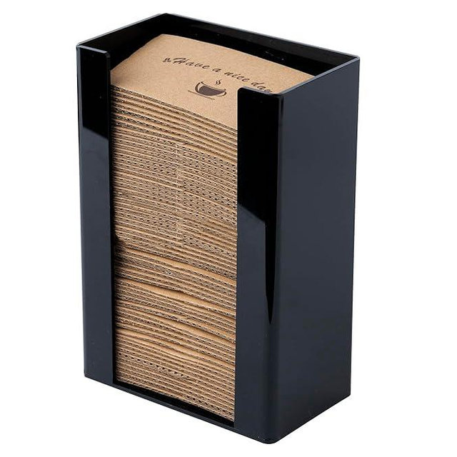 Inevibe Coffee Cup Sleeve Holder - Hot Collar Jacket Organizer for Bulk Storage, Black Vertical Dispenser for Coffee Clutches at Home or Restaurant, Countertop or Wall Mount