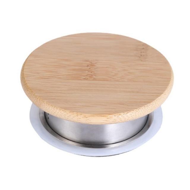 HONGYUNoH Wooden Lid Glass Water Pitcher Lids Anti-Dust Splash Resistant Stoppers Covers Stainless Steel Lids Beverage Jar Cover for KU16 KU16