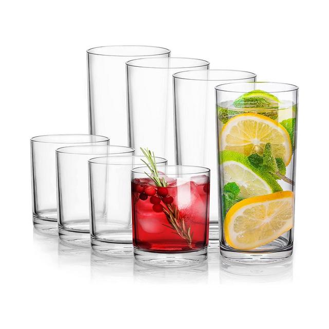 Unbreakable Plastic Tumblers Drinking Glasses Set of 8 Clear