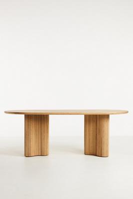 Scout Oval Double Pedestal Burl Wood Dining Table