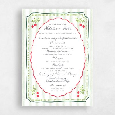 Cherry, Green Wedding Program - Jardine