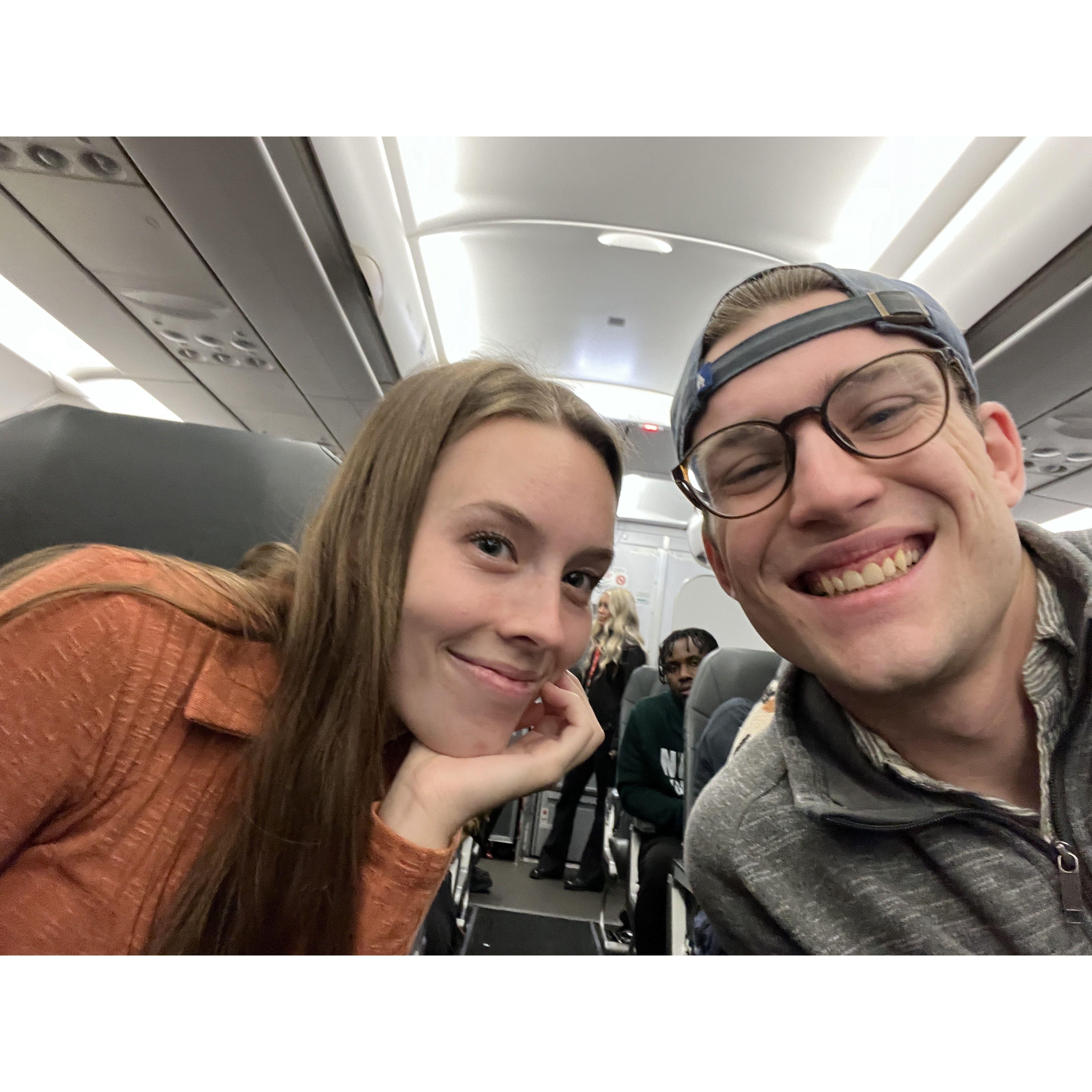 Moments after almost missing out flight to California