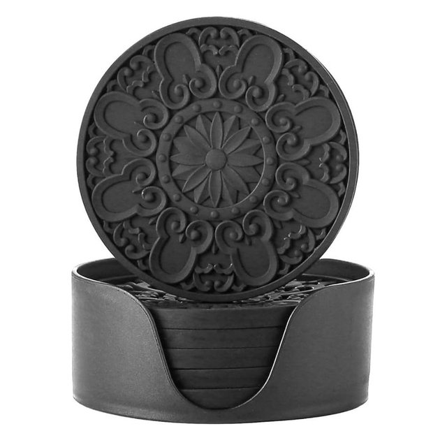 Colinda Set of 6 Silicone Coasters (Black)
