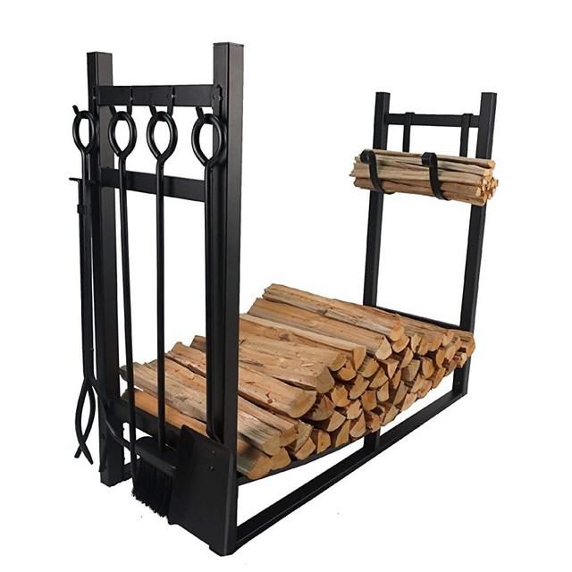 Fire Beauty Fireplace Log Rack with Kindling Holder Firewood Holder for Wood Storage Storage Log Holder Include 4 Tools (19.8)