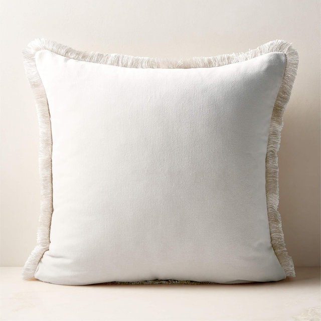 Bettie Warm White Velvet Throw Pillow with Feather-Down Insert 23"x23"