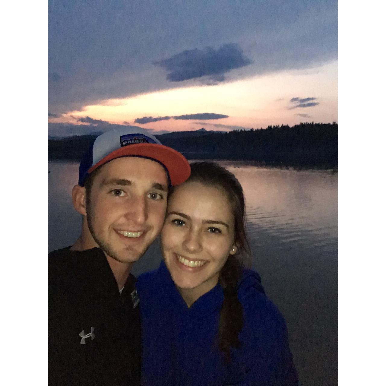 We first said I love you under this beautiful sunset at a lake in New Hampshire
