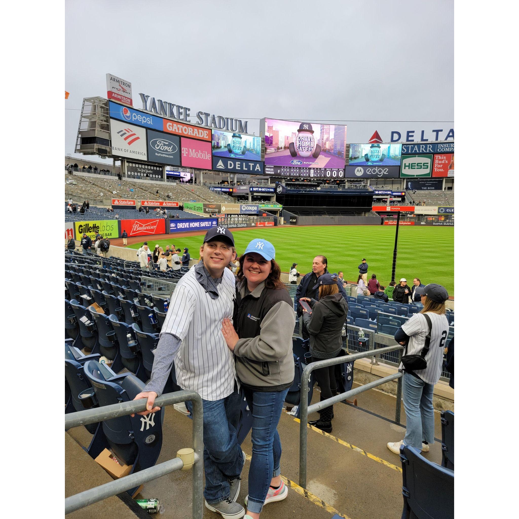 Our first Yankee game together and definitely not our last! We enjoy going to games and even if we can't go to a Yankee game, we will catch a local Valleycats game!
