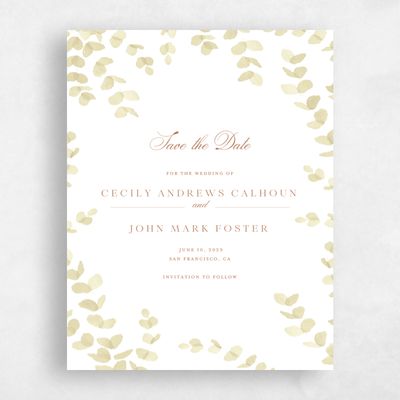 Ochre, White Wedding Save the Date - Opalite Classic