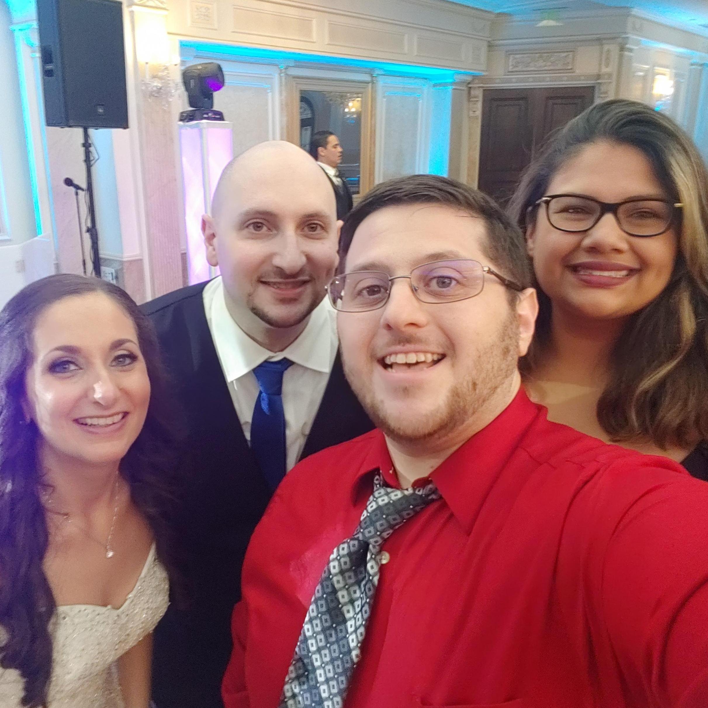 With Harri's cousin Justin and his new wife Tracey at their wedding in New York