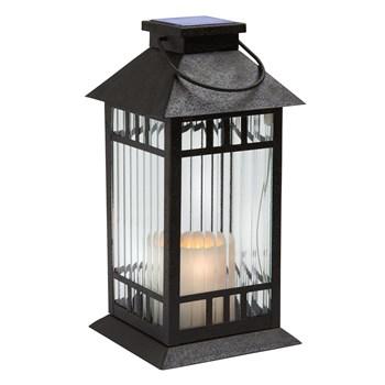 Ribbed Glass Solar LED Candle Lantern