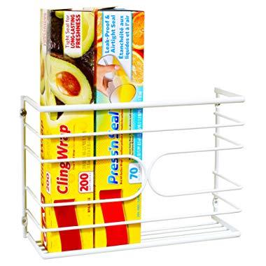 DecoBros Wall Door Mount Kitchen Wrap Organizer Rack, White