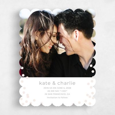 White Scalloped Wedding Save the Date - Interstellar Portrait