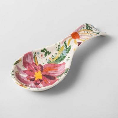Stoneware Spoon Rest Pink/Green Floral - Opalhouse™