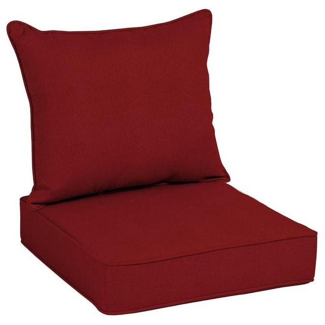 allen + roth 2-Piece Red Canvas Deep Seat Patio Chair Cushion