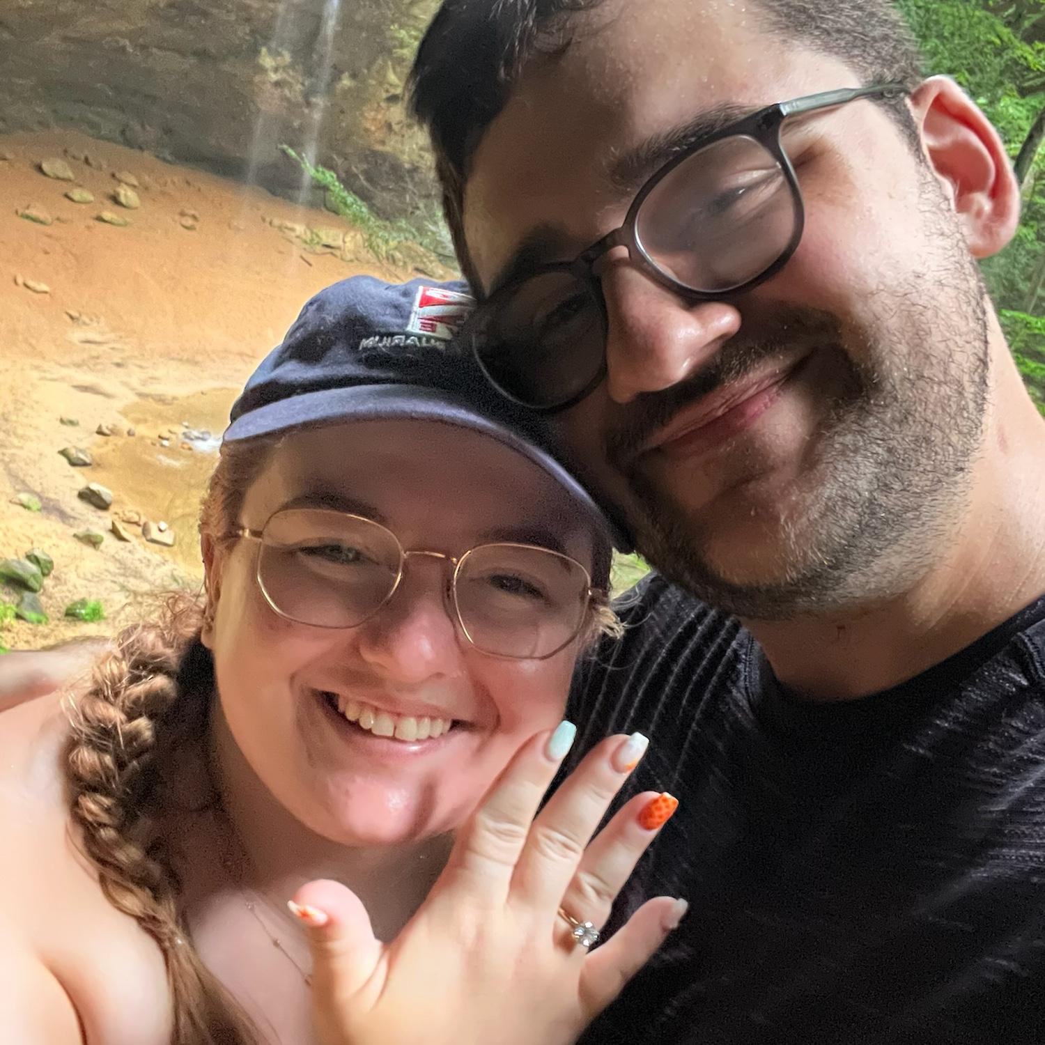 Ash Cave, Hocking Hills, Ohio after we both stopped crying at the proposal