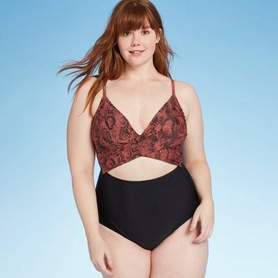 Women's Wrap Front Medium Coverage One Piece Swimsuit - Kona Sol™ Animal Print