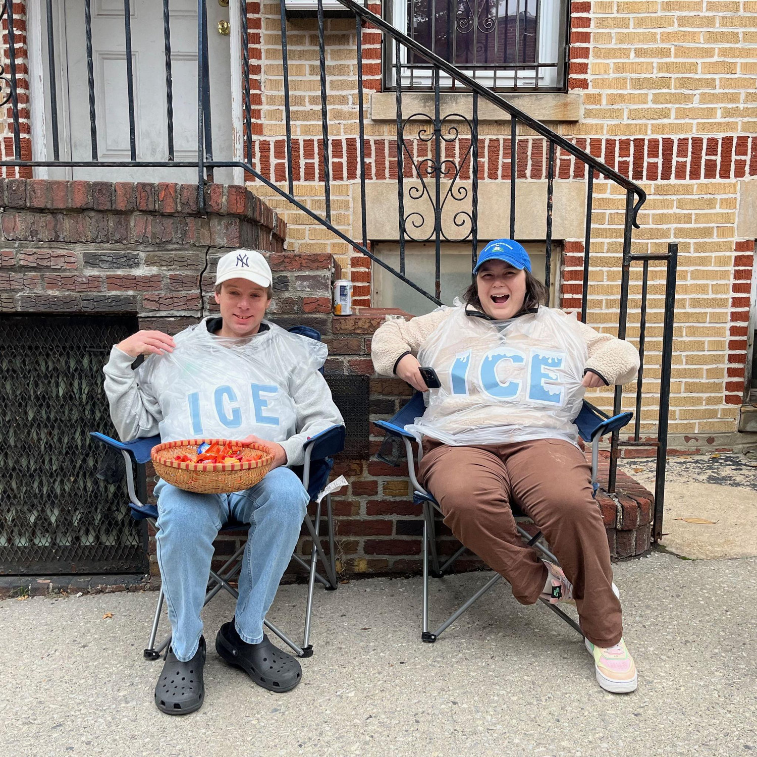 Halloween 2023 began our tradition of dressing up as bags- we went with bags of ice.