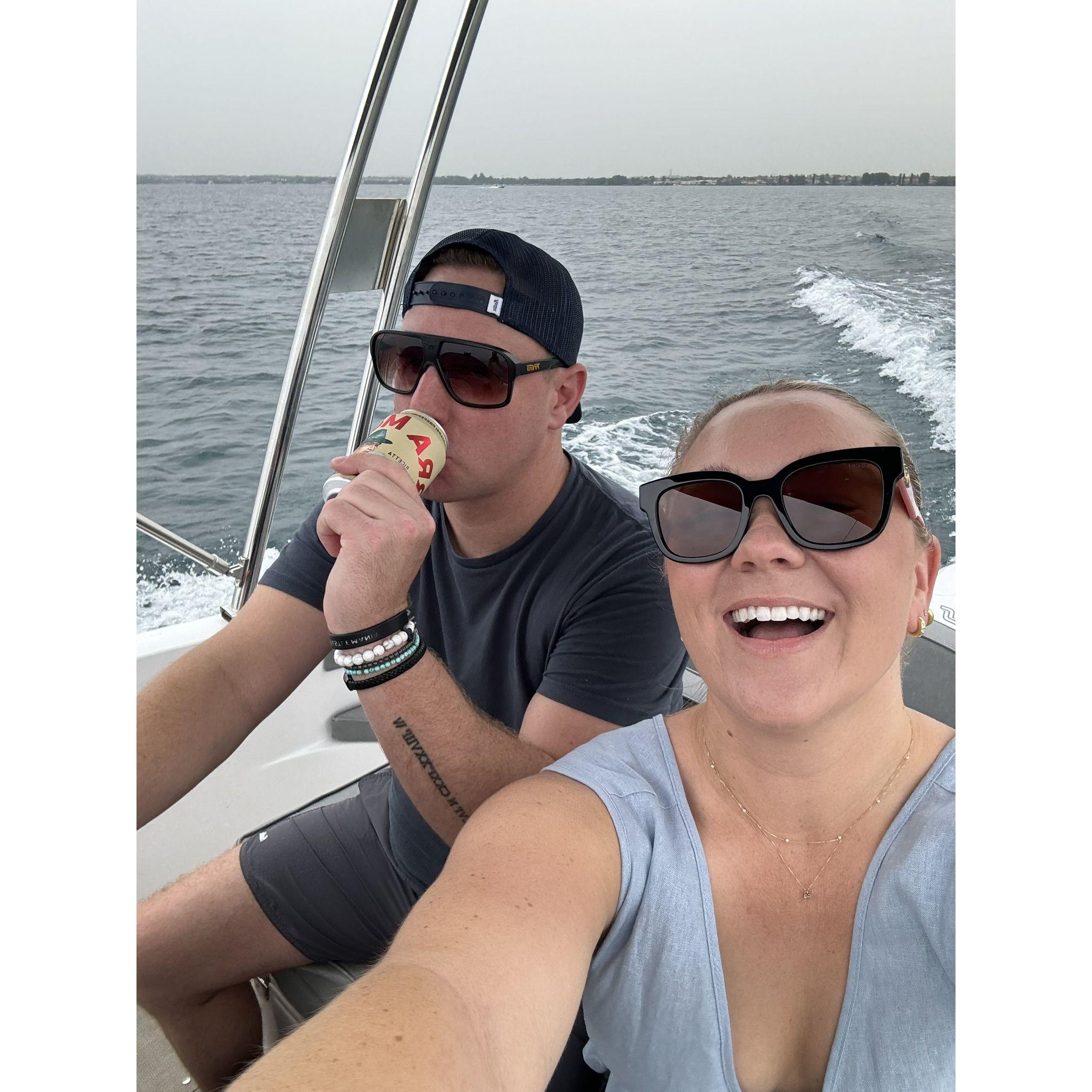 Lake Garda, Italy - 10 minutes before Will jumped into the water and dislocated his shoulder, June 2024