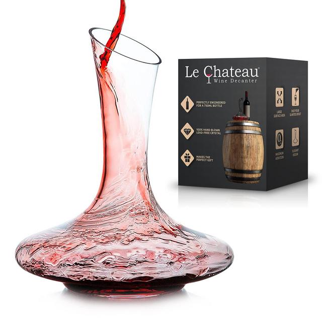 Le Chateau Wine Decanter - Hand Blown Lead Free Crystal Carafe (1800ml) - Red Wine Aerator, Gifts