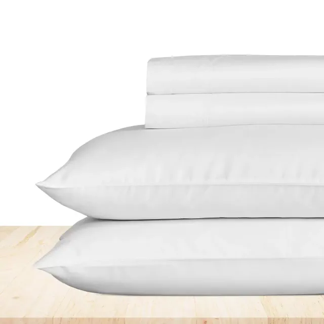 King Sheets Set, GOTS Certified 100% Organic Cotton Percale, White Bed Sheets by California Design Den