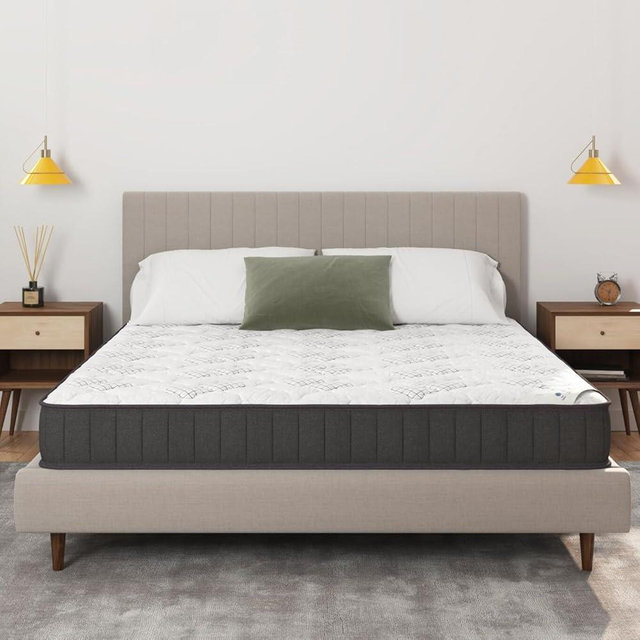 Ottomanson Full 9" Hybrid Mattress - Firm - Made in USA - Individually Pocketed Coils & CertiPUR-US Foam - Fiberglass-Free - Bed in a Box
