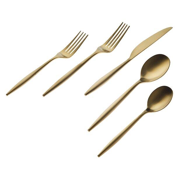 Milano 20 Piece 18/10 Stainless Steel Flatware Set, Service for 4 (Gold)