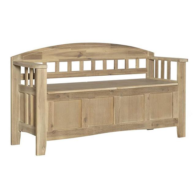 Linon Natural Washed Storage Frankie Bench, Seat Height of 18"