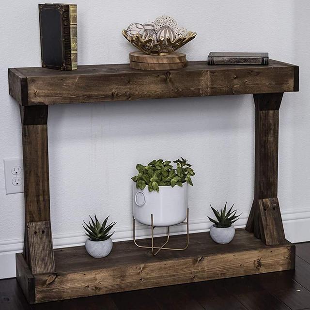 Barb Small Console Table Solid Wood by Del Hutson Designs (Dark Walnut)