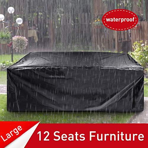 ESSORT Patio Furniture Covers, 124" Outdoor Sectional Furniture Set Covers, Table Chair Sofa Winter Covers, Waterproof Snow Dust Wind Proof, Anti-UV (124"x63"x29" 210D)