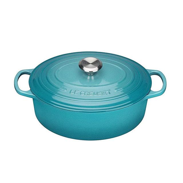 Le Creuset Enameled Cast Iron Signature Oval Dutch Oven, 6.75 qt., Caribbean