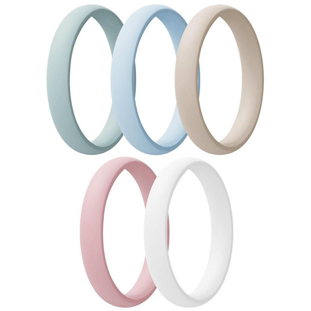Egnaro Engagement Rings Women, Thin and Stackable Rings Silicone Women Wedding Bands，Rubber Promise Rings for Gift, Anniversary Ring for Work Out- 2.5mm Width - 1.8mm Thick