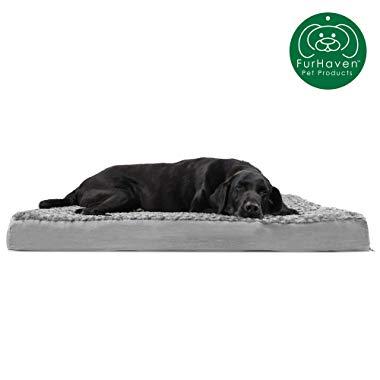 Furhaven Pet Dog Bed | Deluxe Orthopedic Traditional Mat Rectangular Step-On Foam Mattress Pet Bed w/ Removable Cover for Dogs & Cats - Available in Multiple Colors & Styles
