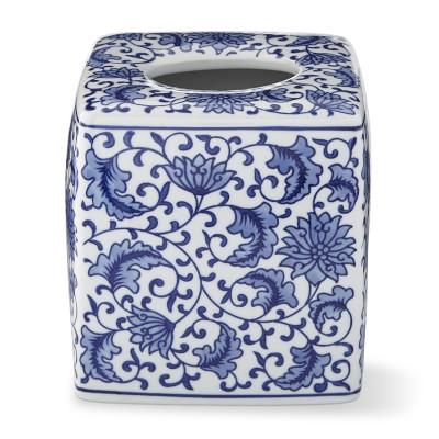 Blue and White Ceramic Chinoiserie Tissue Holder