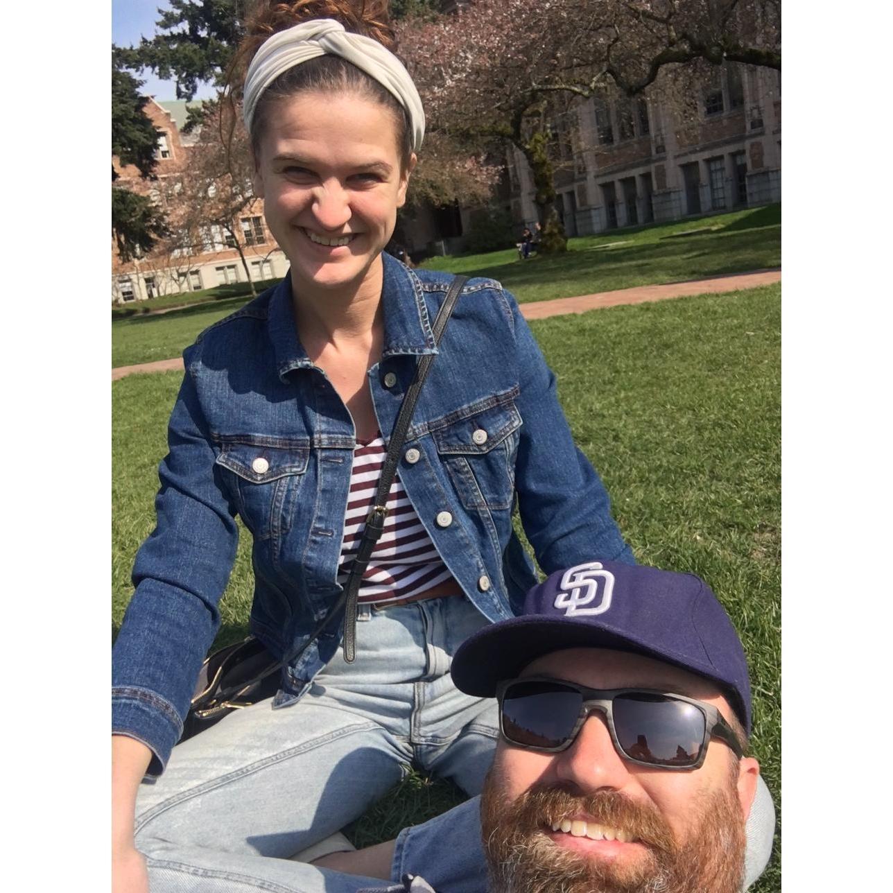 Enjoying the cherry blossoms in Seattle