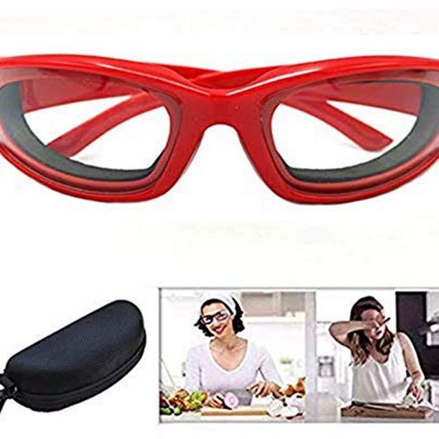shenghang Onion Goggles Tear Free Saftey Glasses for Kitchen。Anti-tear, Dustproof, Anti-fog, Windproof。 (red)