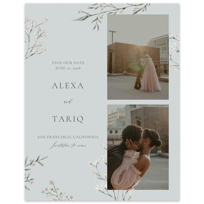 Blue Sage Mist Wedding Digital Save the Date - Sweetbay Multiphoto